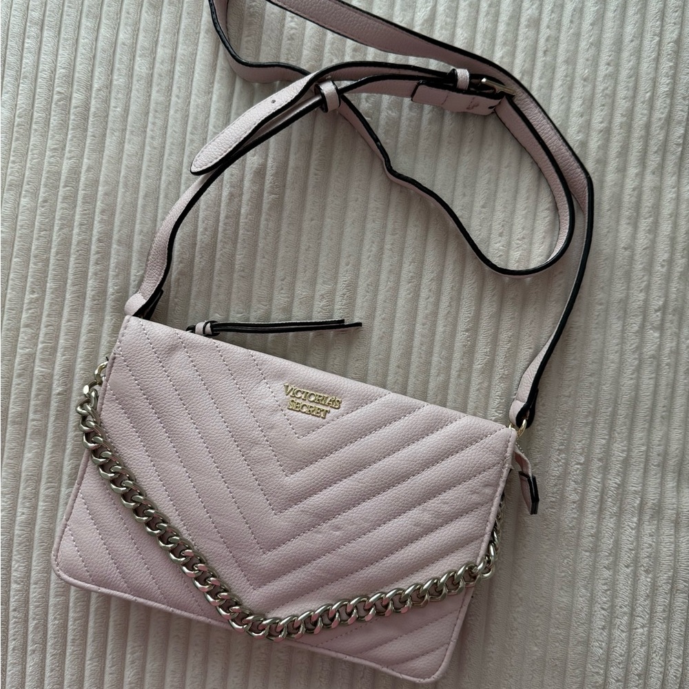 Victoria's Secret Light Pink Chevron Crossbody Bag